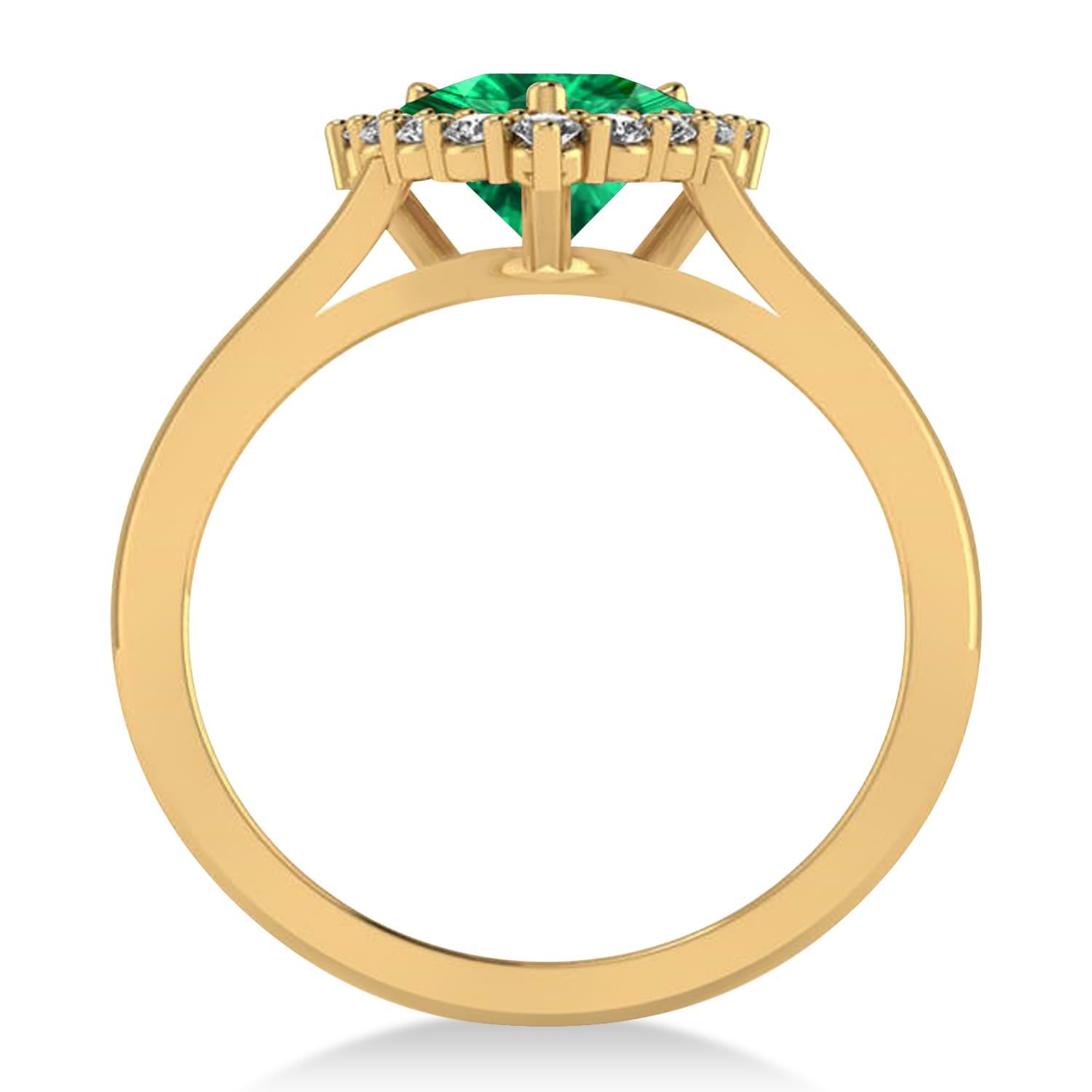 Diamond & Emerald Trillion Cut Ring 14k Yellow Gold (1.28ct)