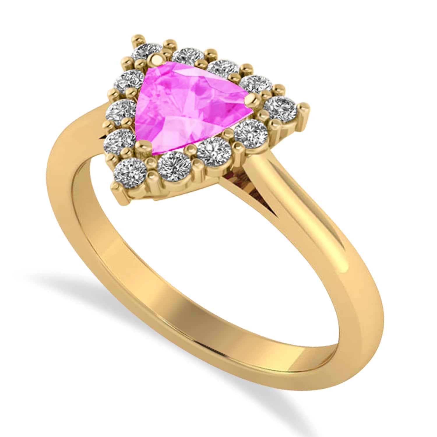 Diamond & Pink Sapphire Trillion Cut Ring 14k Yellow Gold (1.78ct)