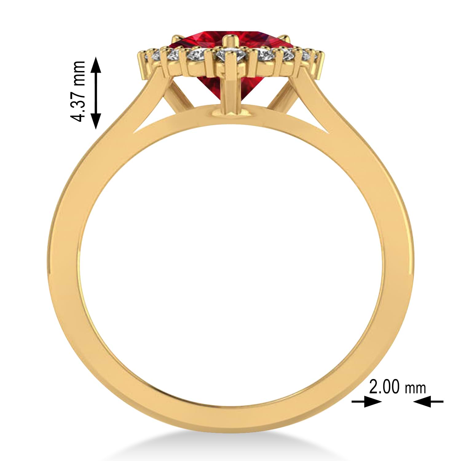 Diamond & Ruby Trillion Cut Ring 14k Yellow Gold (1.79ct)