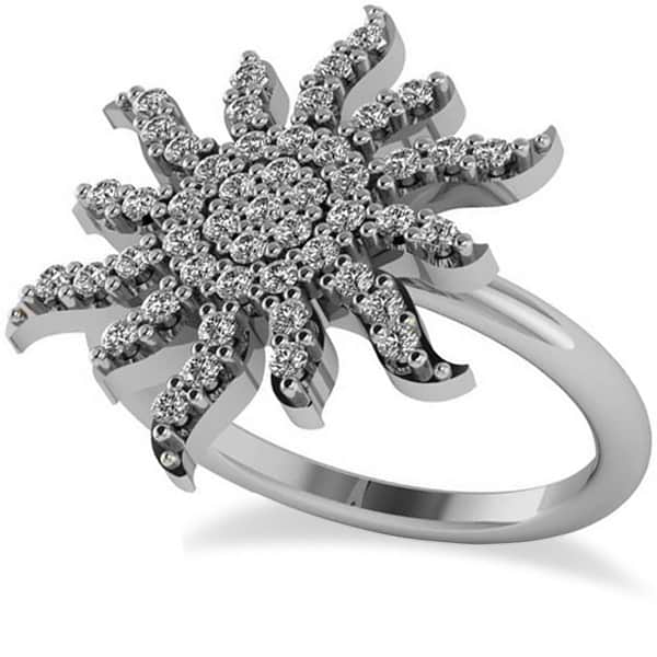Diamond Sunburst Fashion Ring 14k White Gold (0.50ct)