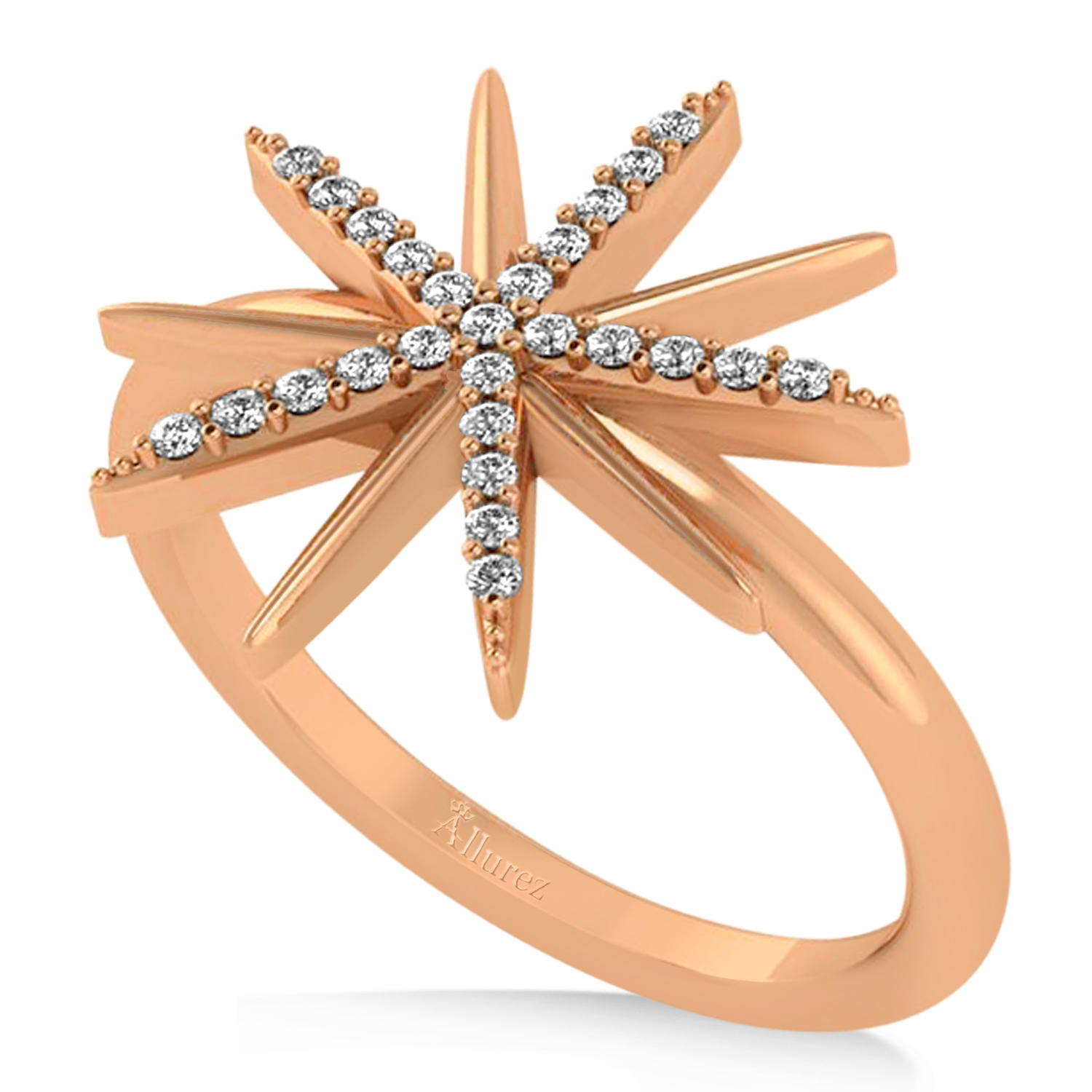 Diamond Accented Starburst Fashion Ring 14k Rose Gold (0.13ct)