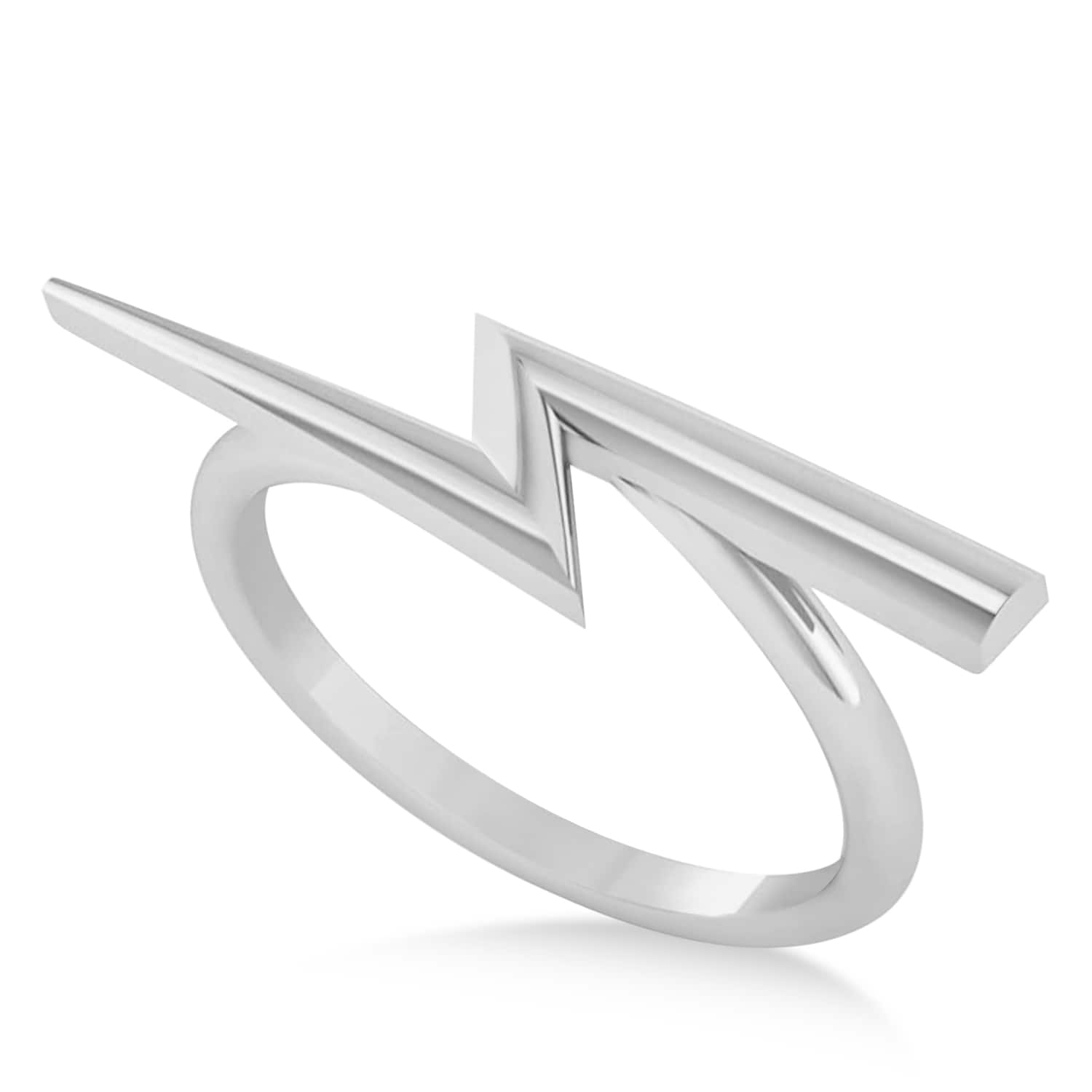 Lightning Bolt Bar Fashion Ring 14K White Gold