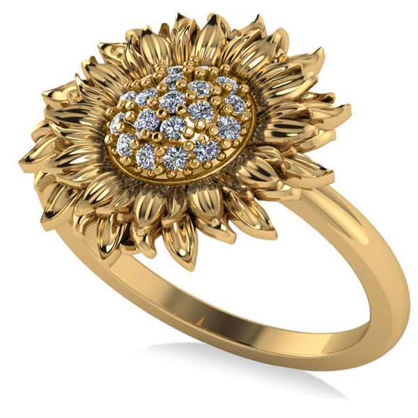 Diamond Sunflower Fashion Ring 18k Yellow Gold (0.19ct)