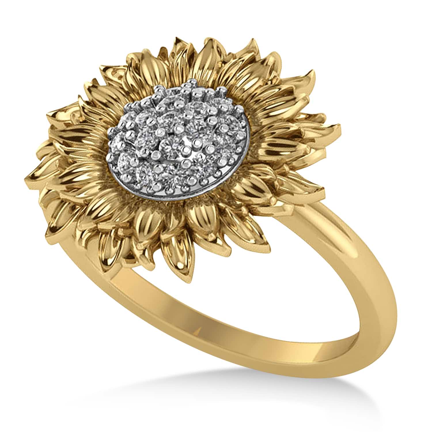 Diamond Sunflower Fashion Ring 18k Two-Tone Gold (0.19ct)