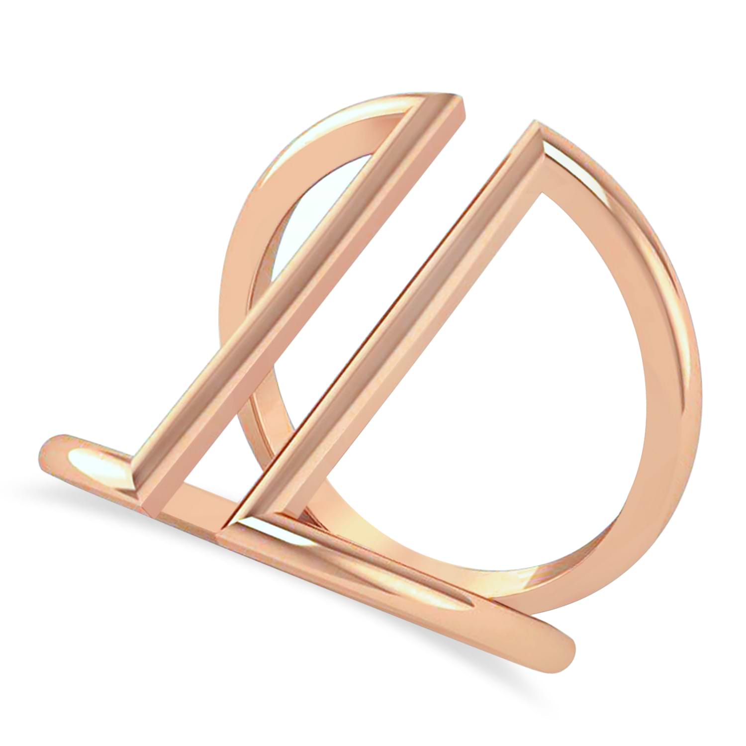 Abstract Double Bar Fashion Ring 14K Rose Gold