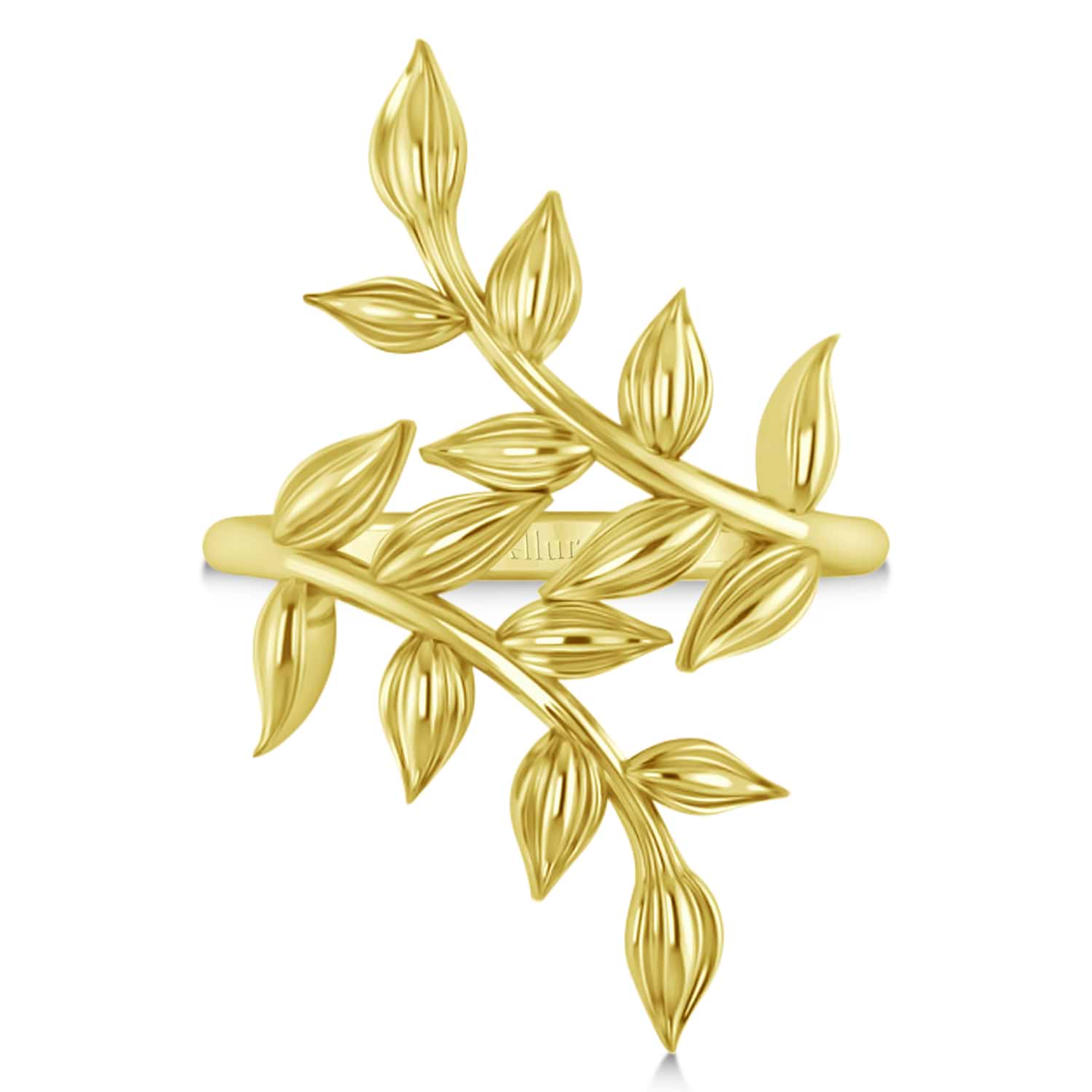 Olive Leaf Vine Plain Metal Fashion Ring 14k Yellow Gold