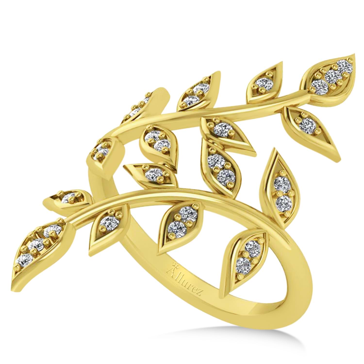 Diamond Olive Leaf Vine Fashion Ring 14k Yellow Gold (0.28ct)