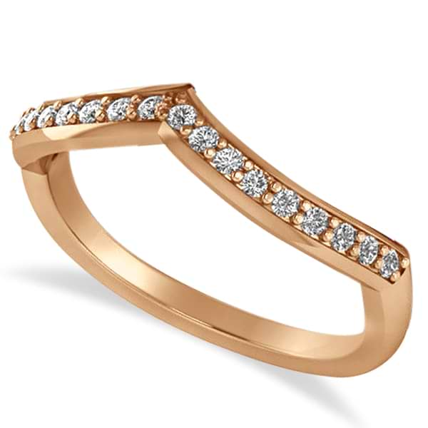 Diamond Accented Contoured Wedding Band in 14k Rose Gold (0.19ct)
