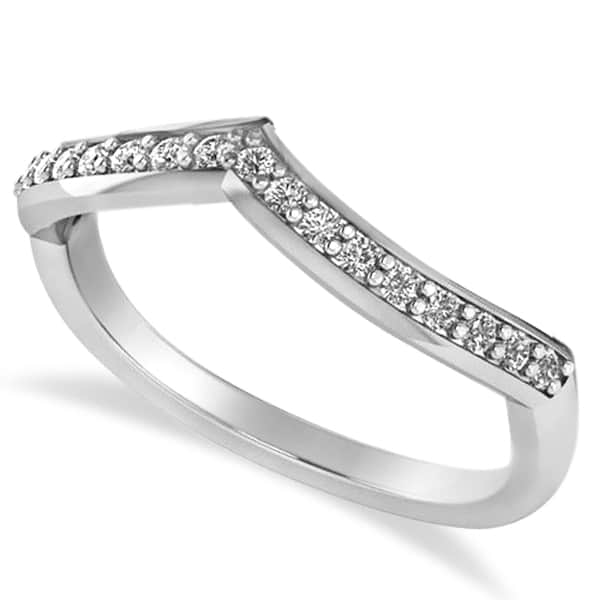 Diamond Accented Contoured Wedding Band in 14k White Gold (0.19ct)