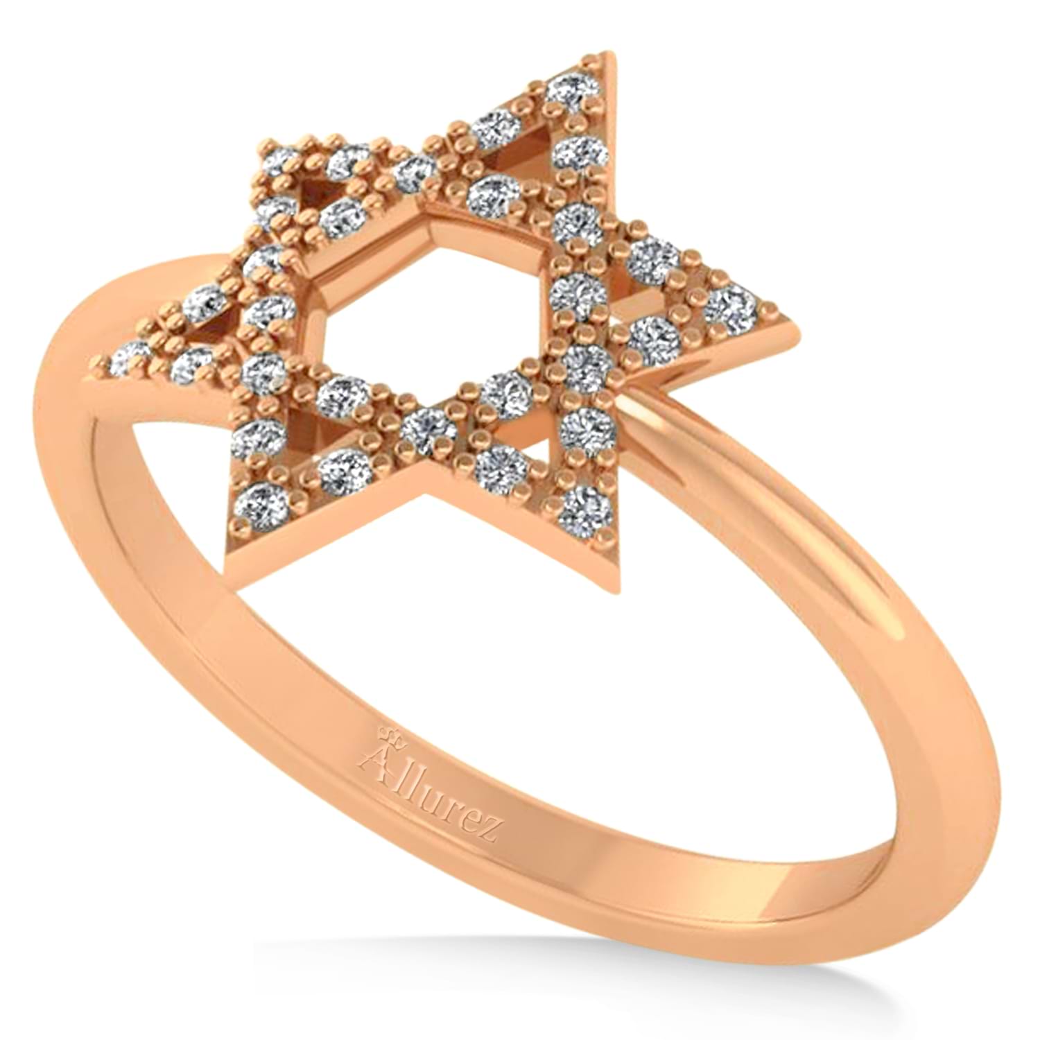 Diamond Jewish Star of David Fashion Ring 14k Rose Gold (0.15ct)