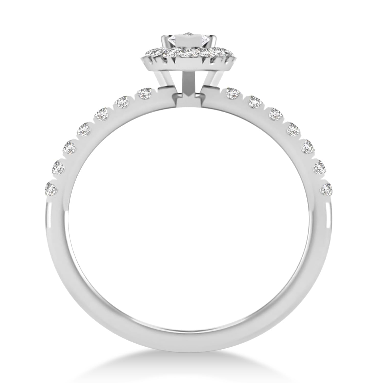 Pear Diamond Halo Engagement Ring 14k White Gold (0.63ct)
