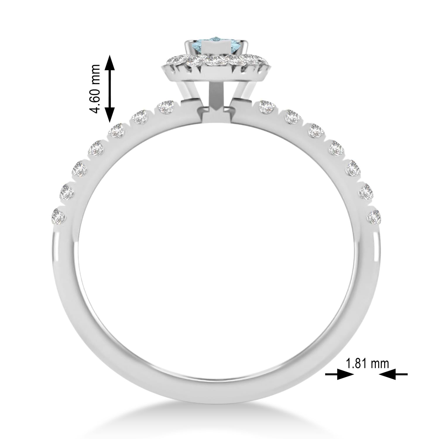 Pear Aquamarine & Diamond Halo Engagement Ring 14k White Gold (0.63ct)
