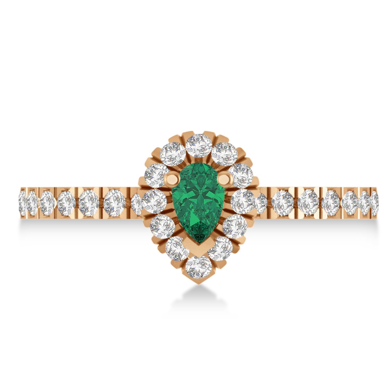 Pear Emerald & Diamond Halo Engagement Ring 14k Rose Gold (0.63ct)