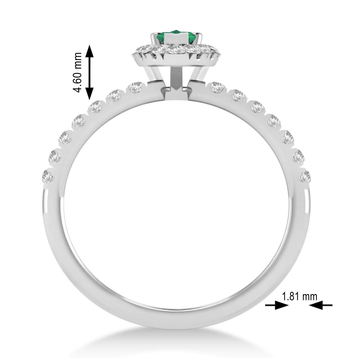 Pear Emerald & Diamond Halo Engagement Ring 14k White Gold (0.63ct)