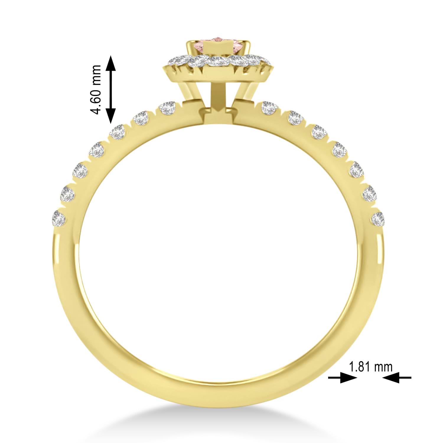 Pear Morganite & Diamond Halo Engagement Ring 14k Yellow Gold (0.63ct)