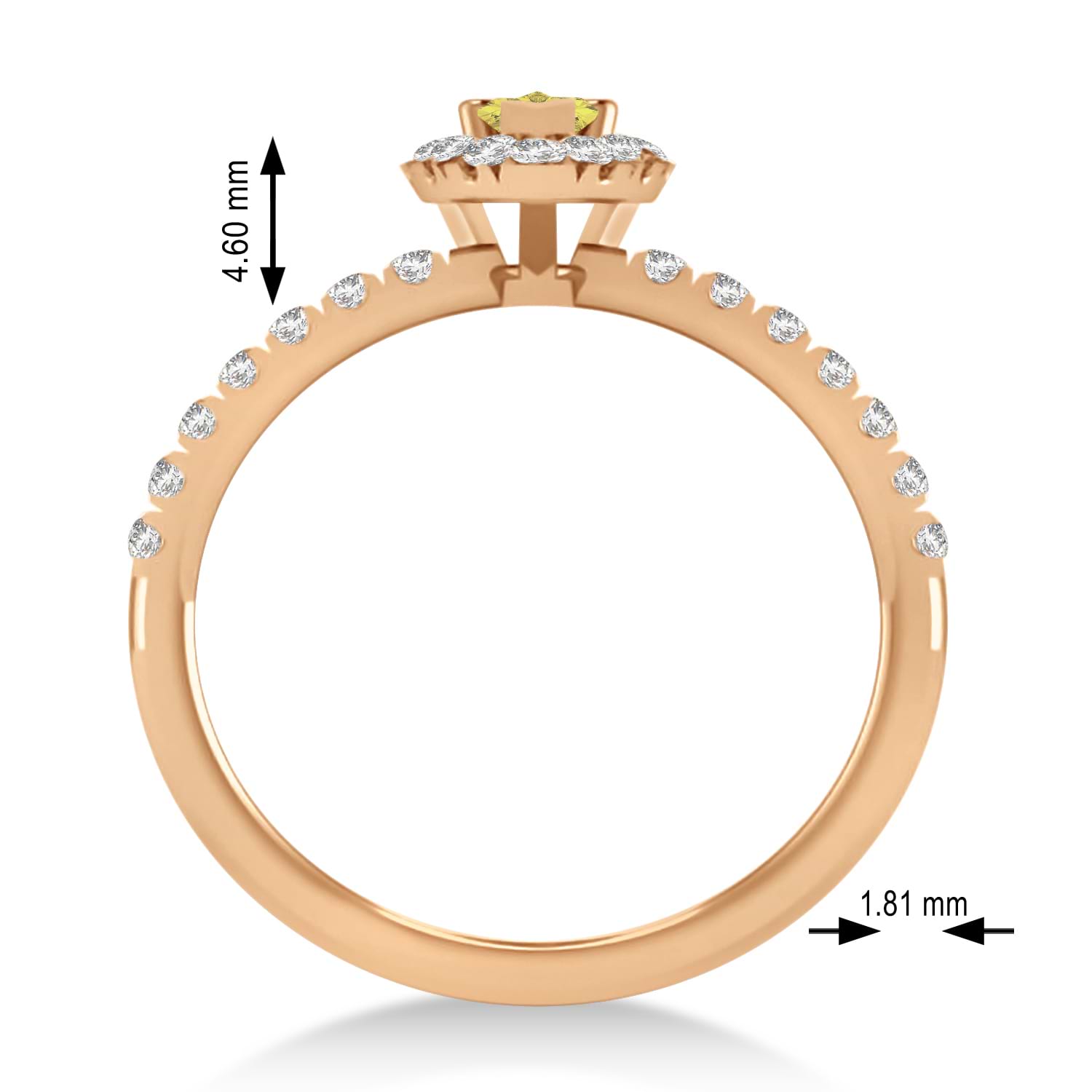 Pear Yellow & White Diamond Halo Engagement Ring 14k Rose Gold (0.63ct)
