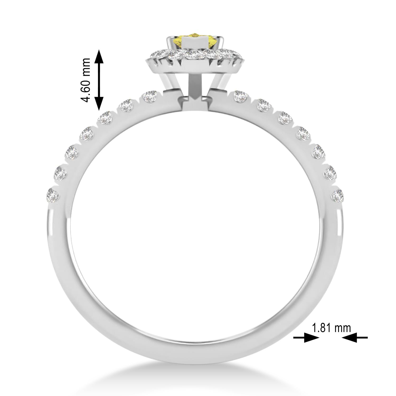 Pear Yellow & White Diamond Halo Engagement Ring 14k White Gold (0.63ct)