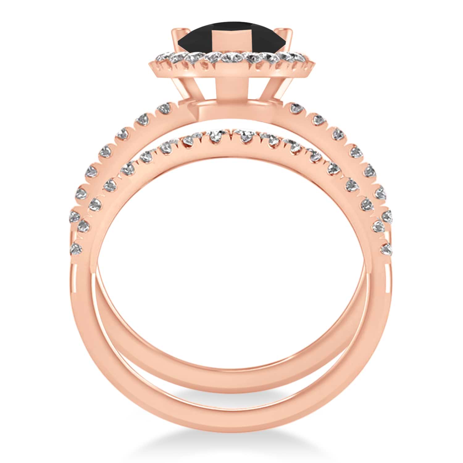 Black Diamond & Diamonds Pear-Cut Halo Bridal Set 14K Rose Gold (2.78ct)