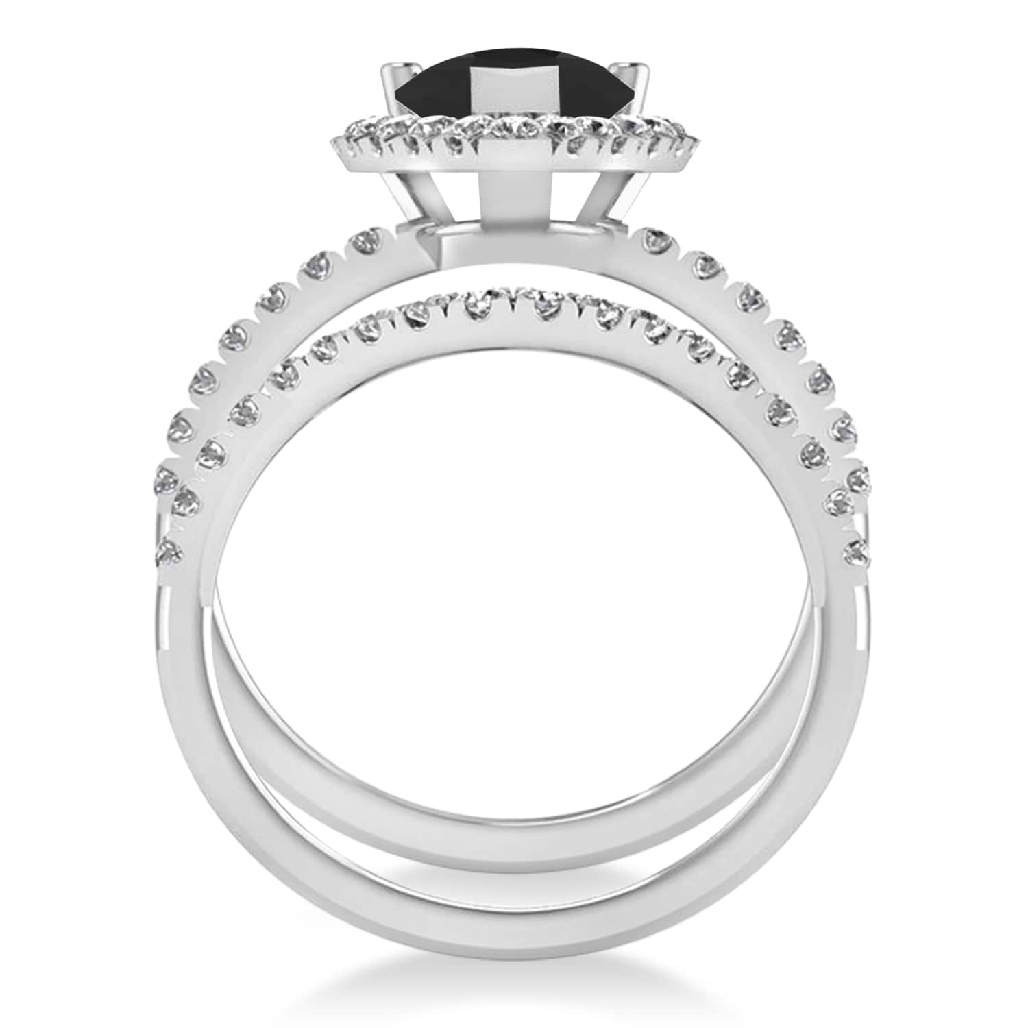 Black Diamond & Diamonds Pear-Cut Halo Bridal Set 14K White Gold (2.78ct)