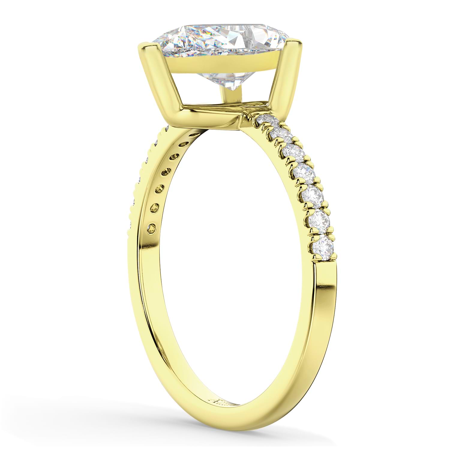 Pear Cut Sidestone Accented Diamond Engagement Ring 14K Yellow Gold (2.21ct)