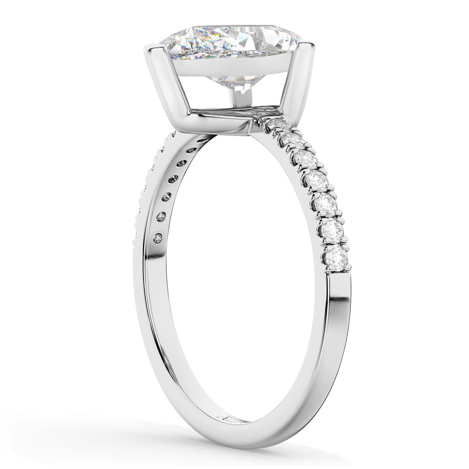 Pear Cut Sidestone Accented Lab Grown Diamond Engagement Ring 14K White Gold (2.21ct)
