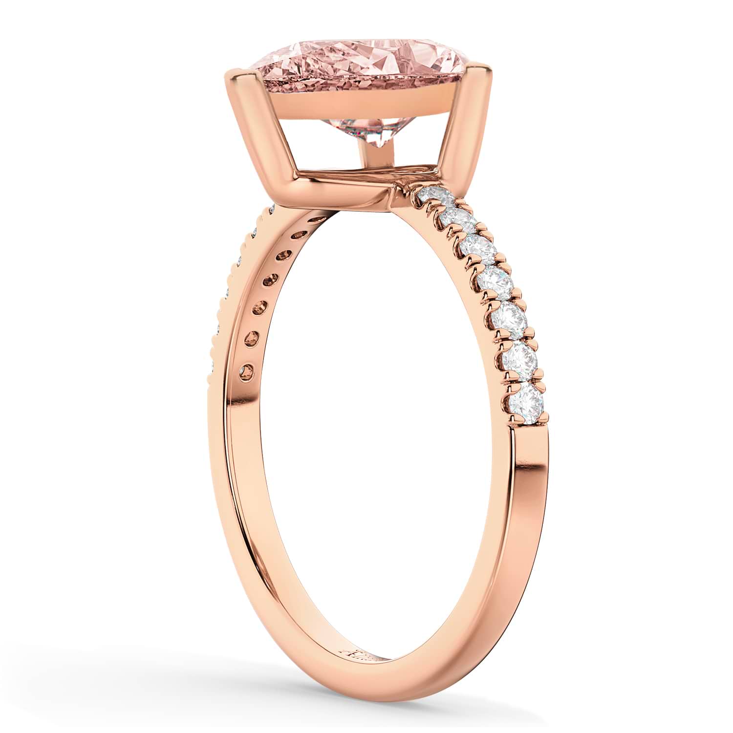 Pear Cut Sidestone Accented Morganite & Diamond Engagement Ring 14K Rose Gold 2.21ct