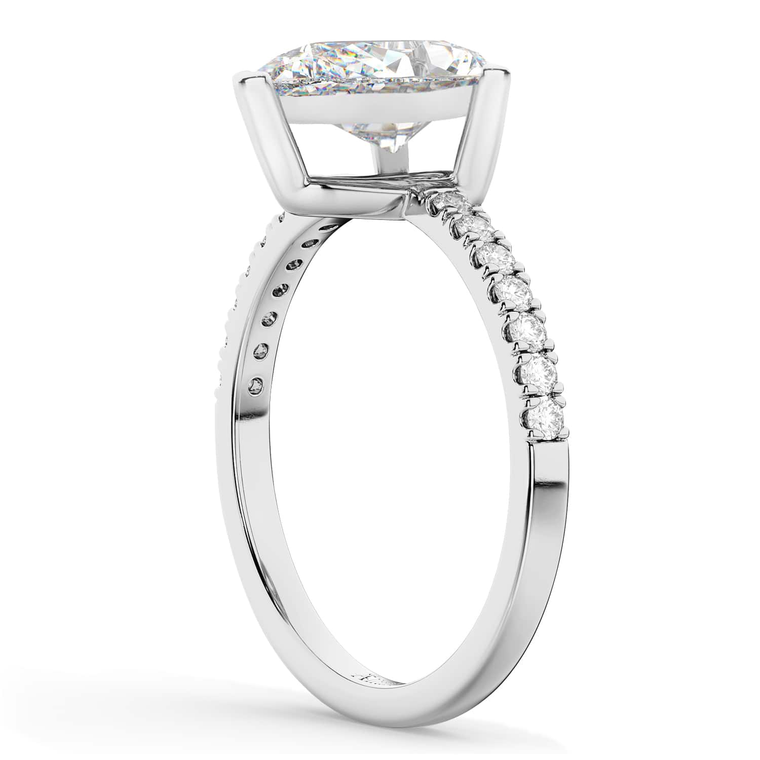 Pear Cut Sidestone Accented Moissanite & Diamond Engagement Ring 14K White Gold 2.14ct