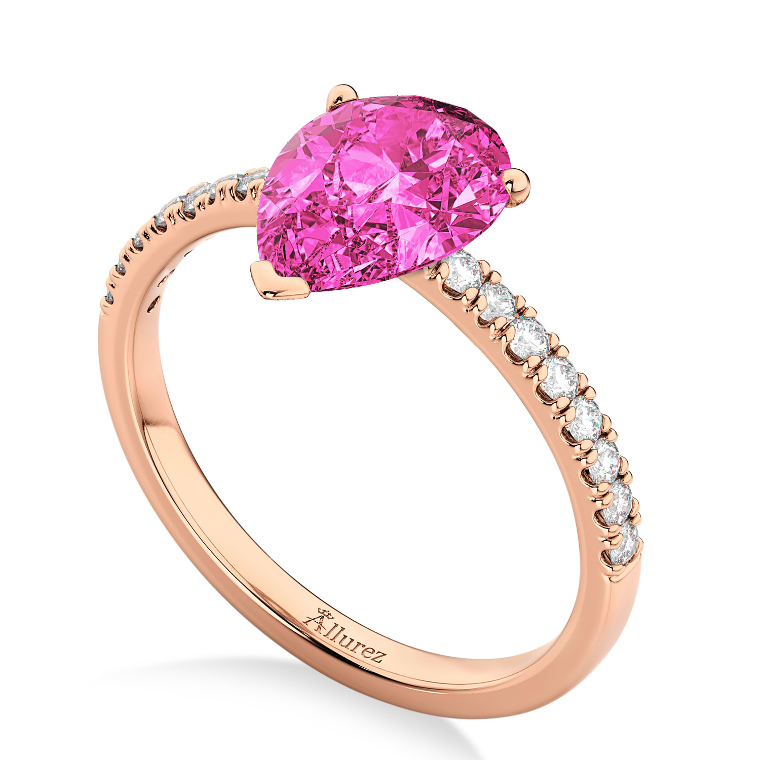 14kt Yellow Gold Pear Cut Pink Tourmaline Diamond Split Shank Ring, Design  House Jewelry Studio