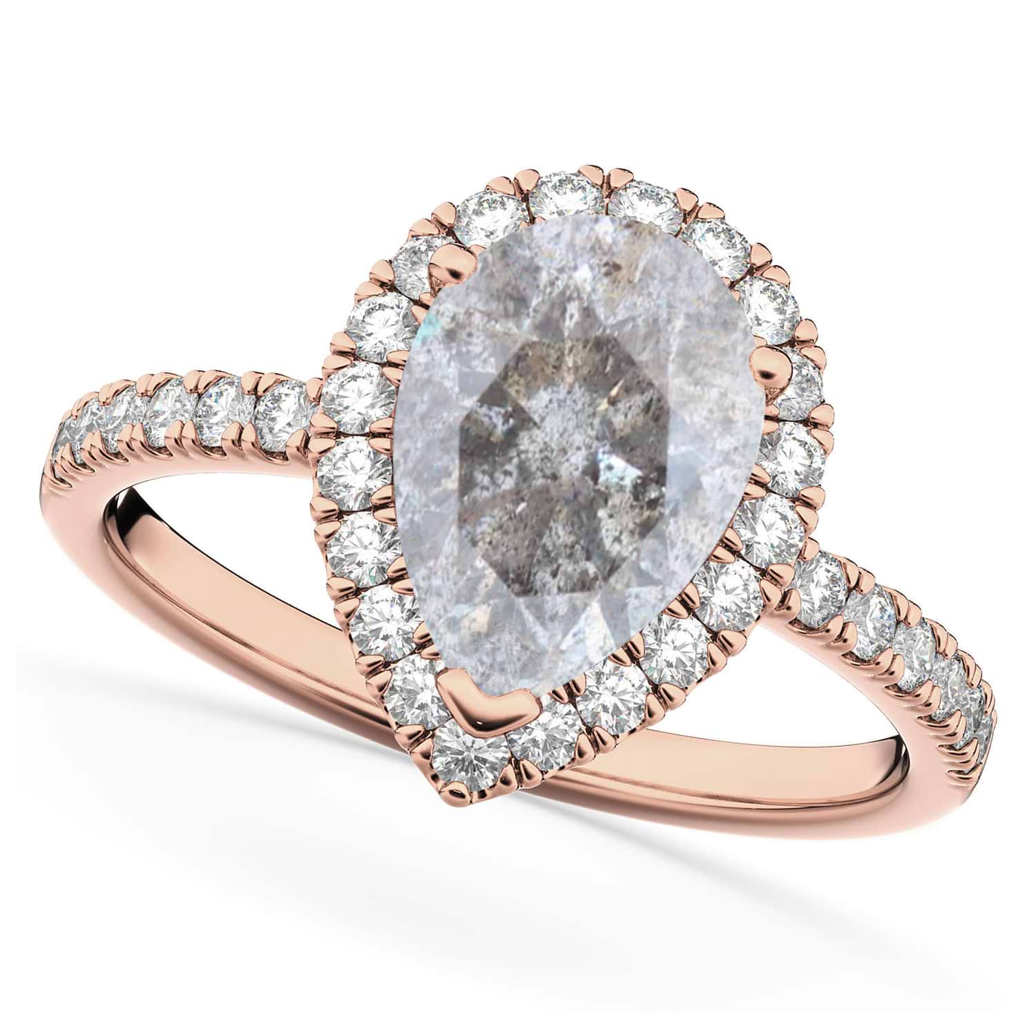 Pear Salt & Pepper Diamond & Diamond Engagement Ring 14K Rose Gold (2.51ct)