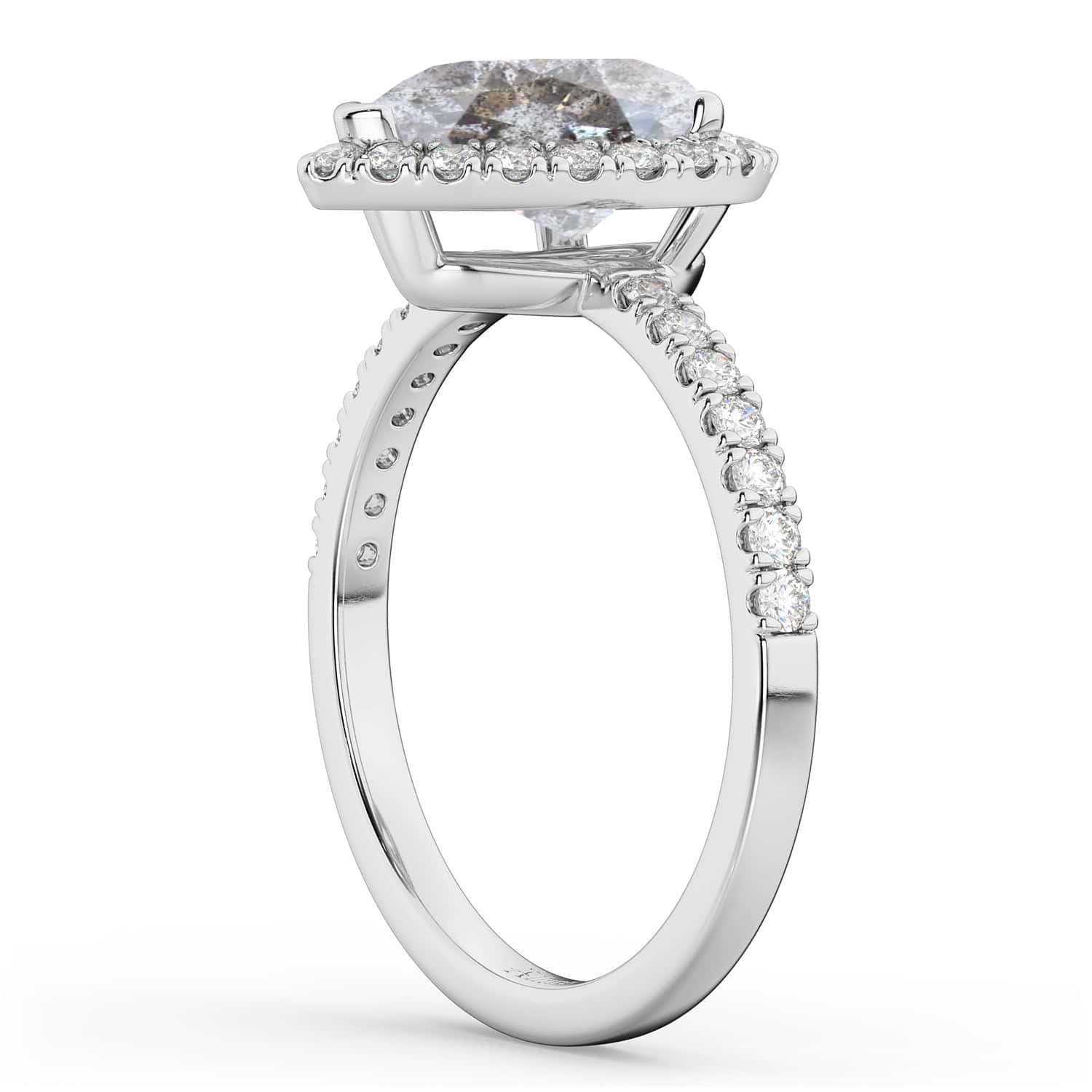 Pear Salt & Pepper Diamond & Diamond Engagement Ring 14K White Gold (2.51ct)
