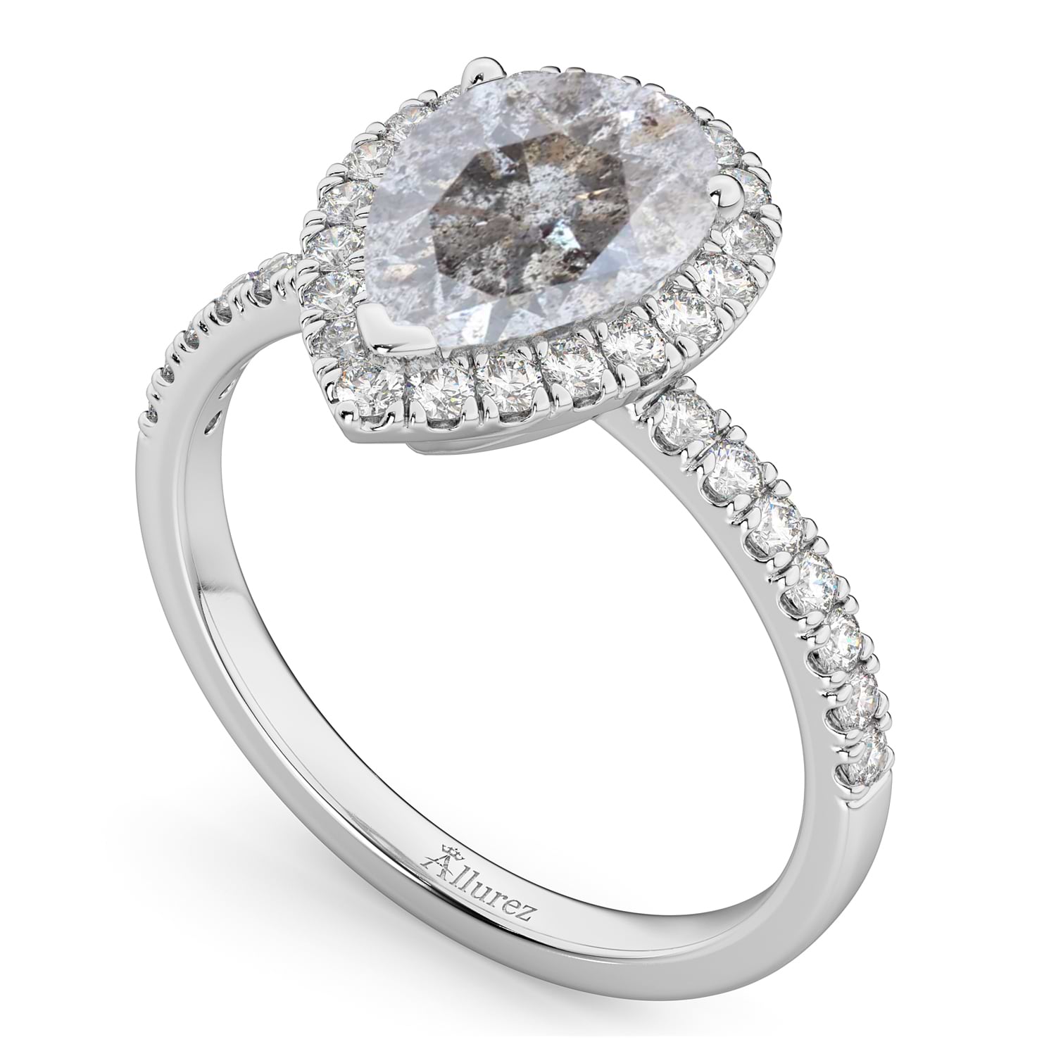 Pear Salt & Pepper Diamond & Diamond Engagement Ring 14K White Gold (2.51ct)