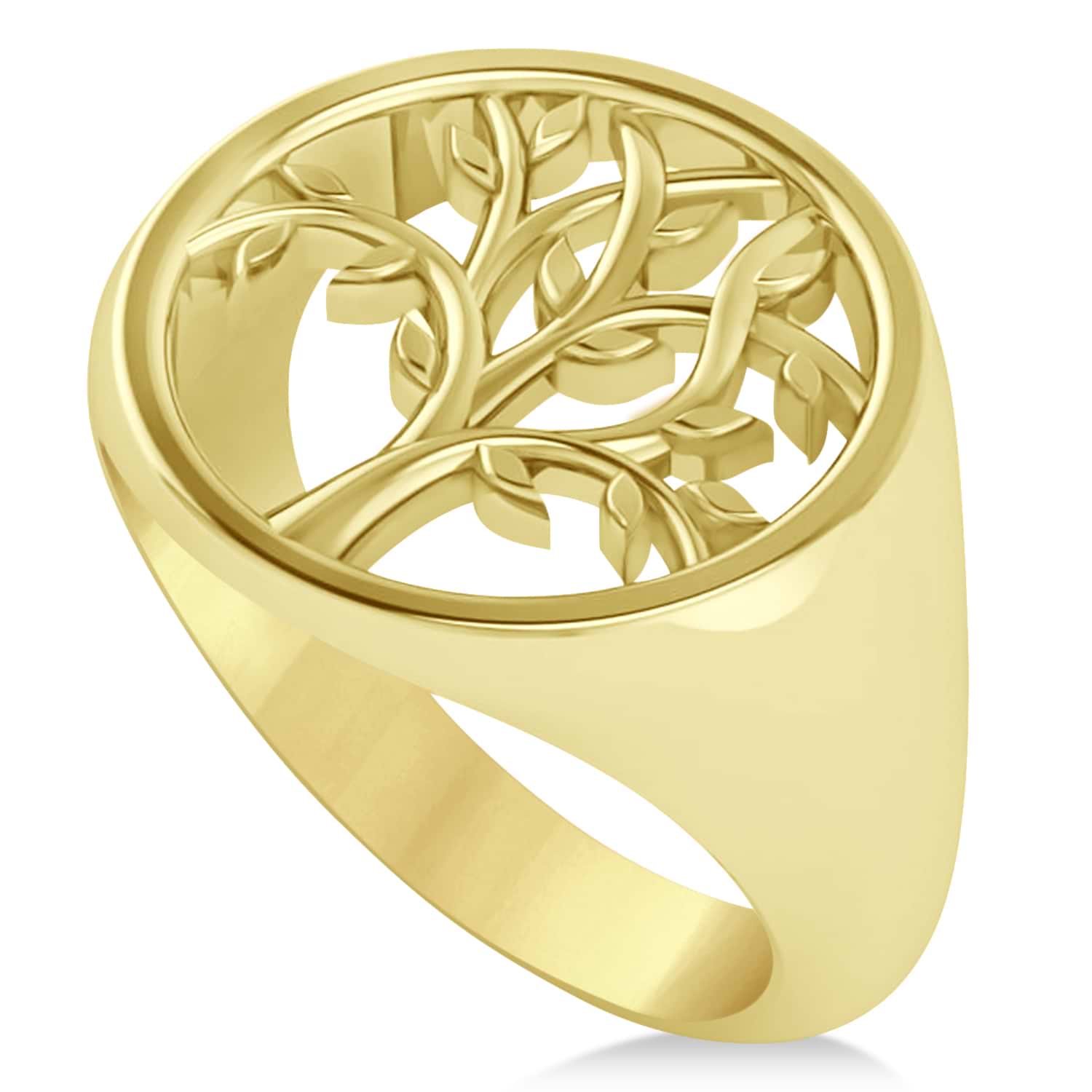 Family Tree of Life Ladies Signet Ring 14k Yellow Gold