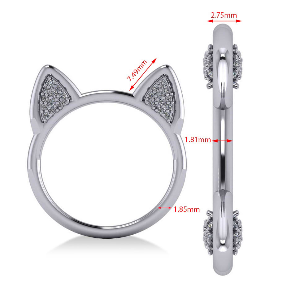 Diamond Cat Ears Fashion Ring 14k White Gold (0.22ct)