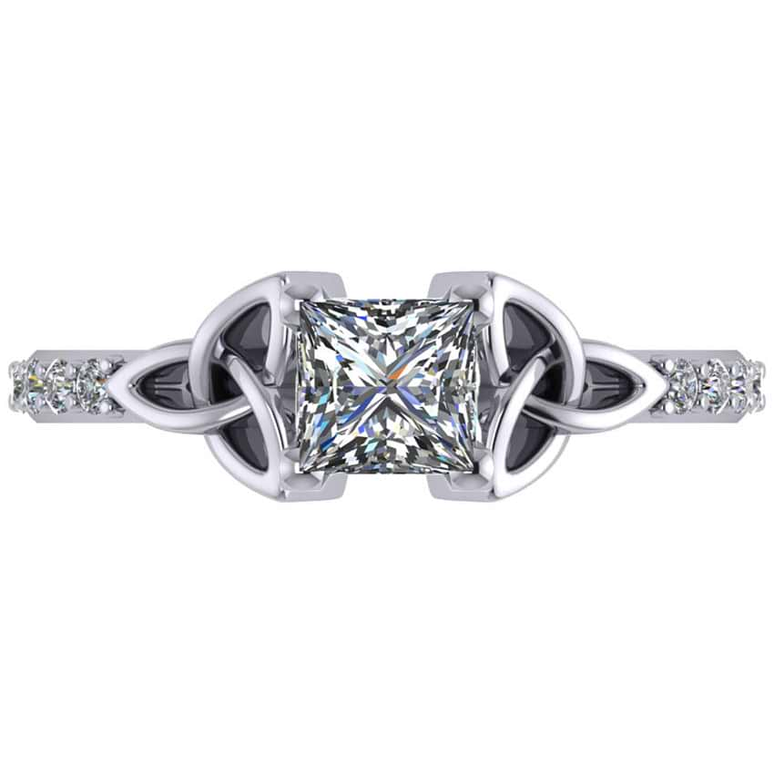 Princess Diamond Celtic Knot Engagement Ring 14K White Gold (0.75ct)