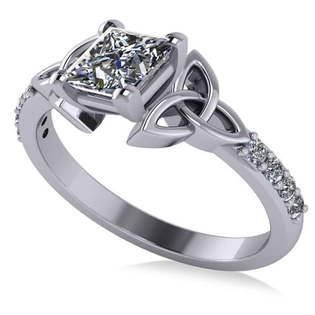 Princess Cut Diamond Celtic Knot Engagement Ring  Palladium 1.00ct