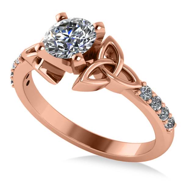 Round Diamond Celtic Knot Engagement Ring 14K Rose Gold 0.75ct