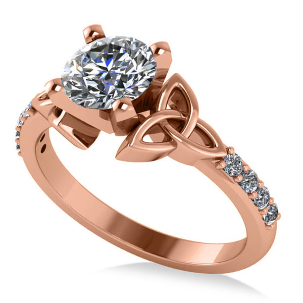 Round Diamond Celtic Knot Engagement Ring 14K Rose Gold 1.00ct