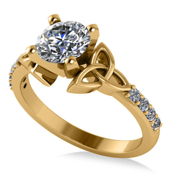 Round Diamond Celtic Knot Engagement Ring 14K Yellow Gold 1.00ct