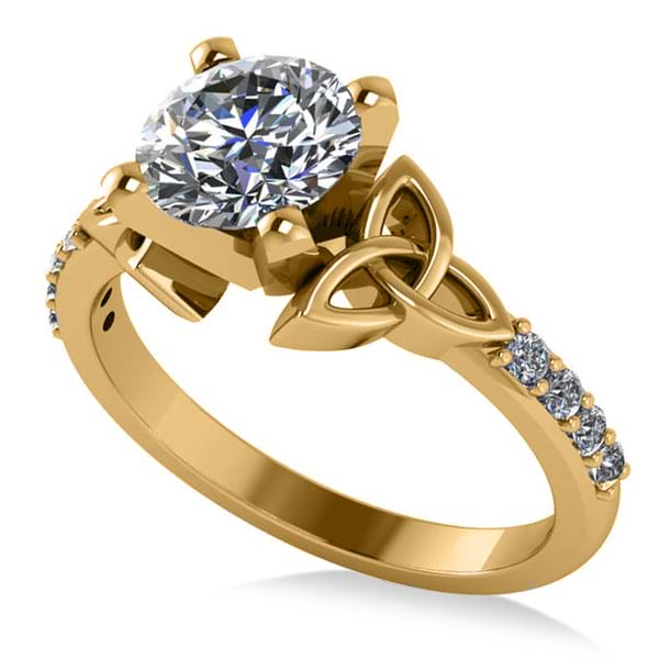 Round Diamond Celtic Knot Engagement Ring 18k Yellow Gold 1.50ct