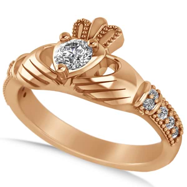 Diamond Claddagh Engagement Ring in 14k Rose Gold (0.42ct)