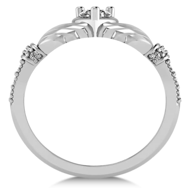 Diamond Claddagh Engagement Ring in 14k White Gold (0.42ct)