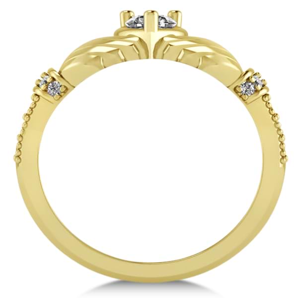 Diamond Claddagh Engagement Ring in 14k Yellow Gold (0.42ct)