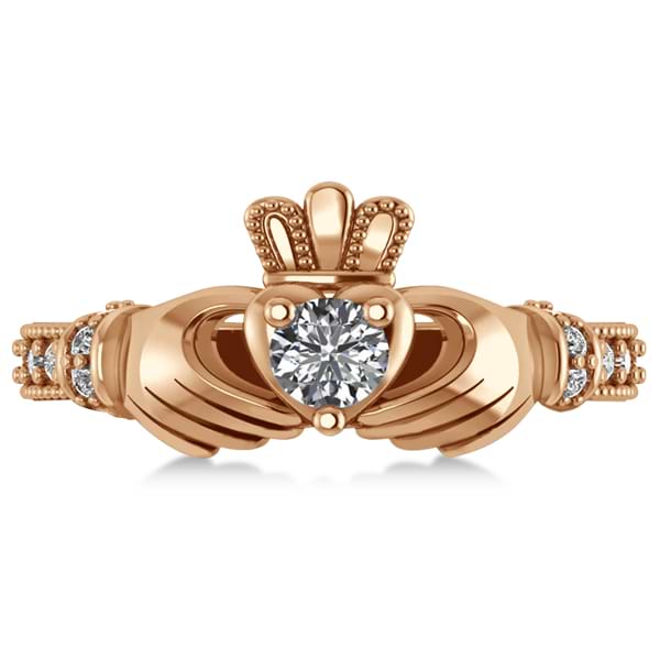 Lab Grown Diamond Claddagh Engagement Ring in 14k Rose Gold (0.42ct)