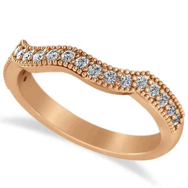 Diamond Accented Contoured Wedding Band in 14k Rose Gold (0.29ct)