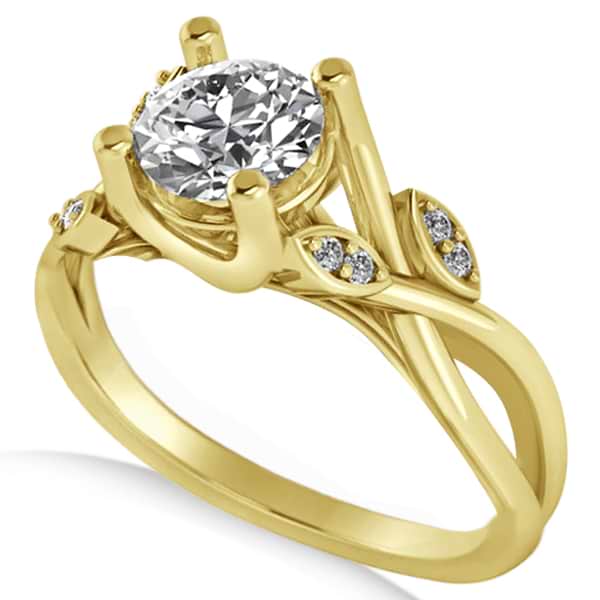 Diamond Accented Tree Engagement Ring in 14k Yellow Gold (1.08ct)