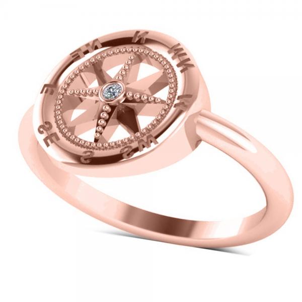 Diamond Accented Compass Fashion Ring in 14k Rose Gold (0.01ct)
