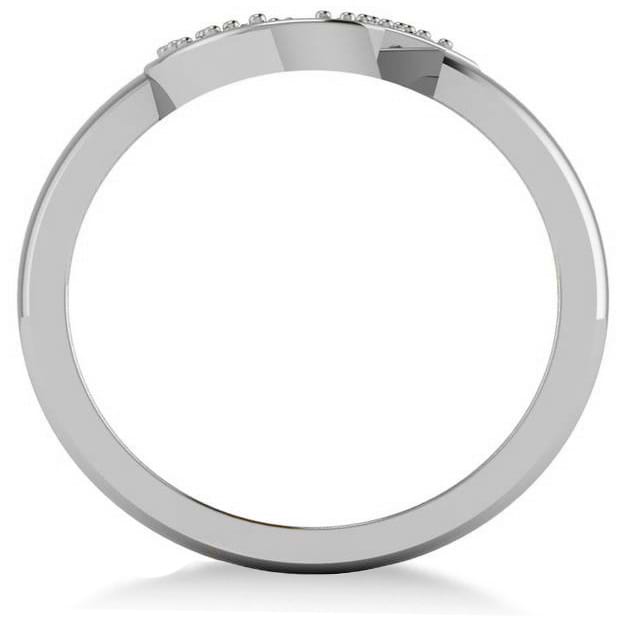 Crescent Moon and Star Diamond Ring 14k White Gold (0.17ct)