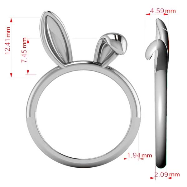 Bunny Ears Fashion Ring 14k White Gold