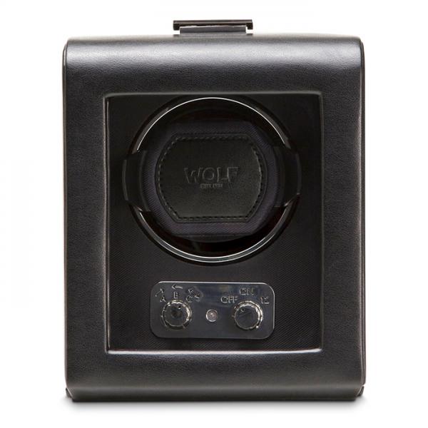 WOLF Heritage Men's Single Watch Winder Faux Leather w/ Glass Cover Home or Travel