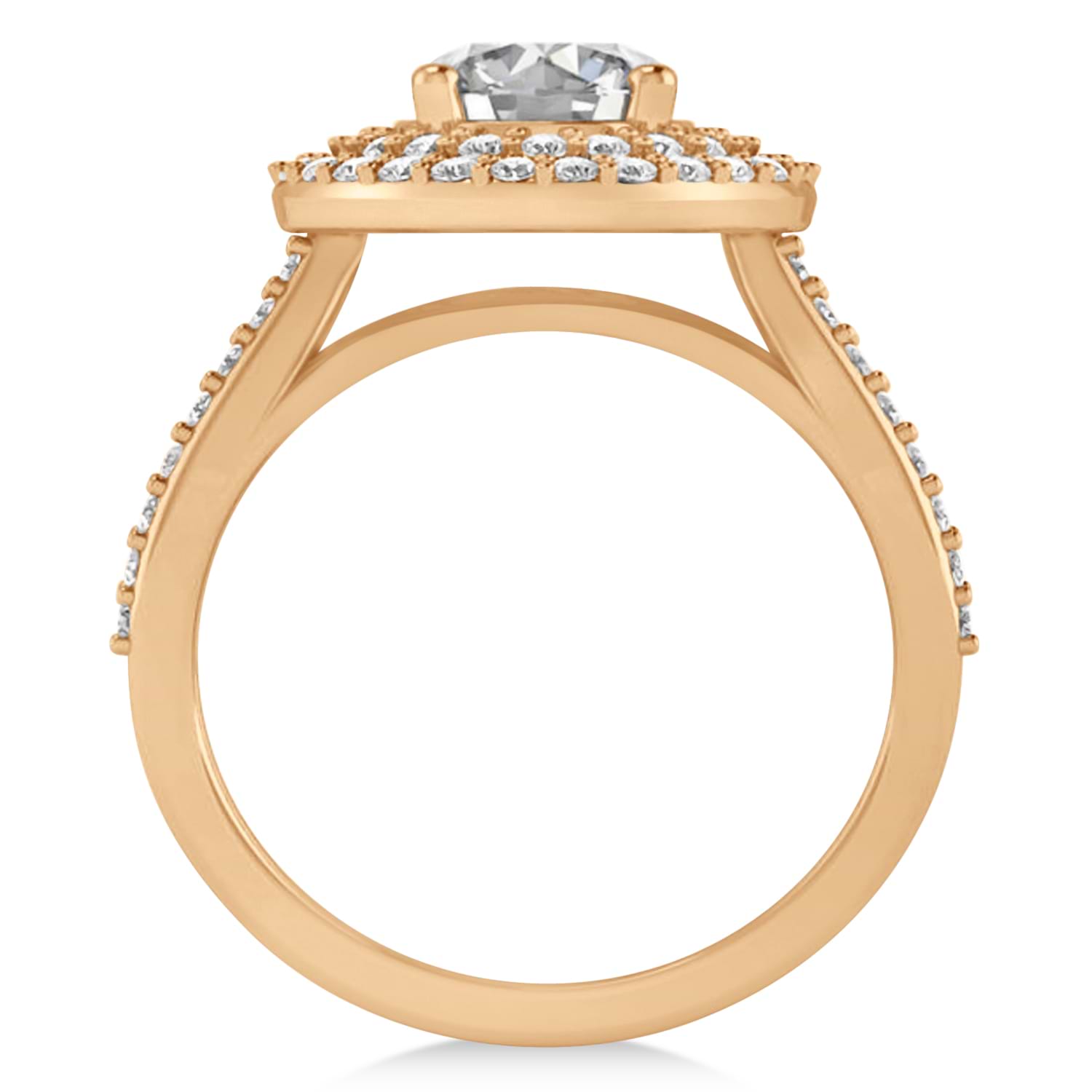 Double Halo Diamond Engagement Ring 14k Rose Gold (2.27ct)